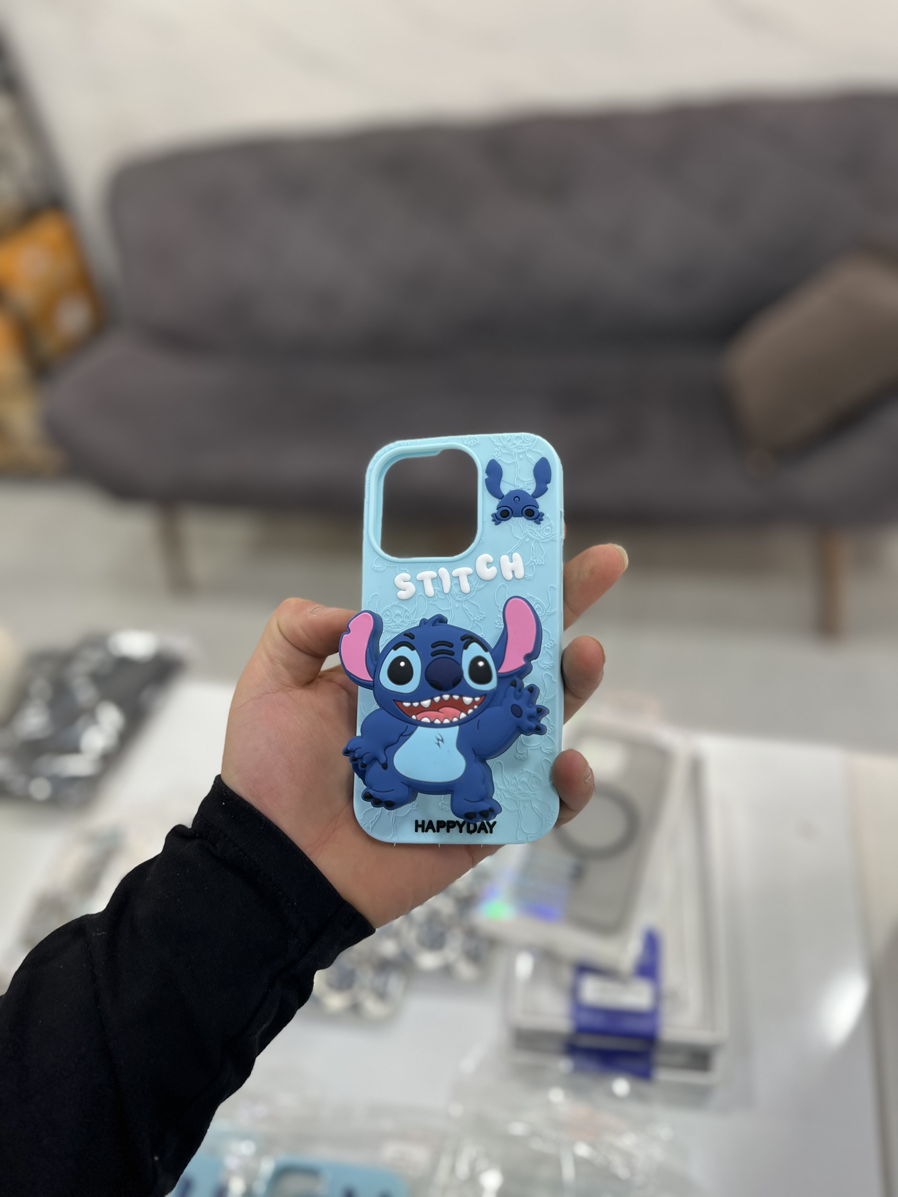 قاب استیچ آبی روشن پاپ سوکتی آیفون Iphone 13pm/14pm/15pm