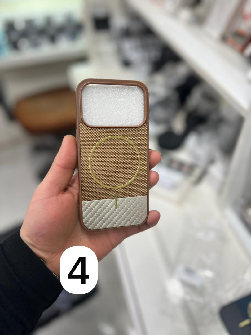 قاب سوزنی دو تکه MagSafe فلزی طرح کربن Apple iPhone 17pro